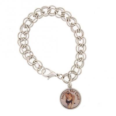 Silver Tone Justice for Cecil the Lion Charm Bracelet.jpg